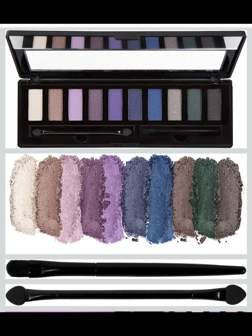 L.A. Colors Feisty Eyeshadow Palette - Purple, Blue, Gray